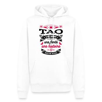 TAO UN NOM UNE FIERTÉ AUCUN RIVAL - Sweat à capuche Premium bio Homme - blanc - Devant - Nico (187cm)