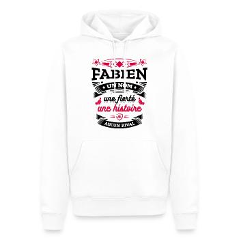 FABIEN UN NOM UNE FIERTÉ AUCUN RIVAL - Sweat à capuche Premium bio Homme - blanc - Devant - Nico (187cm)