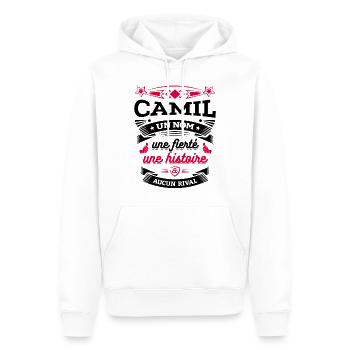 CAMIL UN NOM UNE FIERTÉ AUCUN RIVAL - Sweat à capuche Premium bio Homme - blanc - Devant - Nico (187cm)