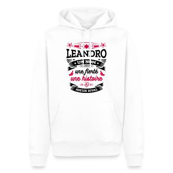 LEANDRO UN NOM UNE FIERTÉ AUCUN RIVAL - Sweat à capuche Premium bio Homme - blanc - Devant - Nico (187cm)