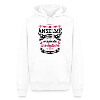 ANSELME UN NOM UNE FIERTÉ AUCUN RIVAL - Sweat à capuche Premium bio Homme - blanc - Devant - Nico (187cm)