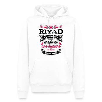 RIYAD UN NOM UNE FIERTÉ AUCUN RIVAL - Sweat à capuche Premium bio Homme - blanc - Devant - Nico (187cm)