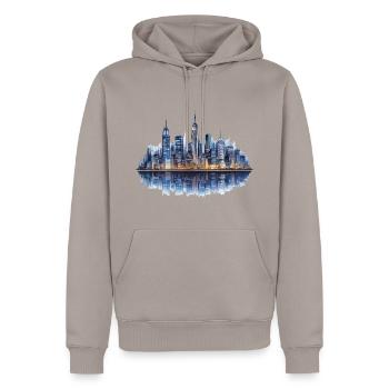 Skyline einer Stadt - Männer Premium Bio Hoodie - Taupe - Vorne - Nico (187cm)