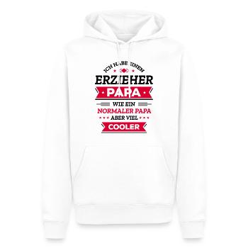 ERZIEHER PAPA: COOLER VATER, VATERTAG, GEBURTSTAG - Männer Premium Bio Hoodie - Weiß - Vorne - Nico (187cm)