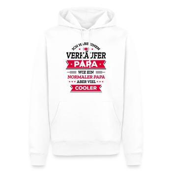VERKÄUFER PAPA COOLER ALS NORMALER PAPA VATERTAG - Männer Premium Bio Hoodie - Weiß - Vorne - Nico (187cm)