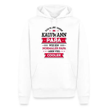 KAUFMANNPAPA COOLER ALS NORMALER PAPA VATERTAG - Männer Premium Bio Hoodie - Weiß - Vorne - Nico (187cm)
