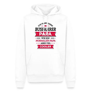 BUSFAHRER PAPA: COOL, HELD, FAHRT, STYLE, JOB - Männer Premium Bio Hoodie - Weiß - Vorne - Nico (187cm)