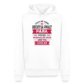 RECHTSANWALT PAPA COOL, KLUG, GERECHT, POWER - Männer Premium Bio Hoodie - Weiß - Vorne - Nico (187cm)