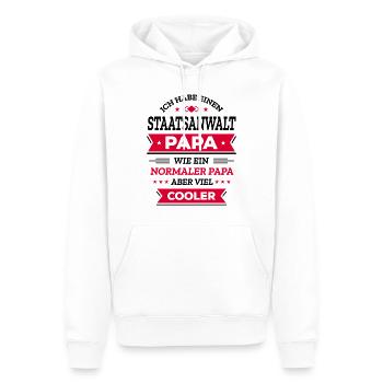 STAATSANWALT PAPA COOL, GERECHT, RECHT, STARK - Männer Premium Bio Hoodie - Weiß - Vorne - Nico (187cm)