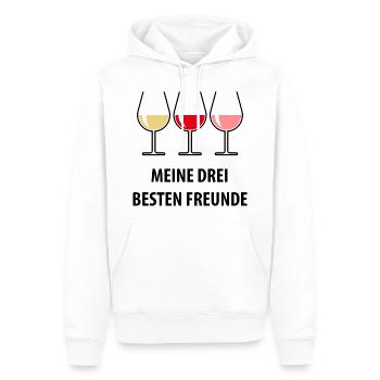 Meine Drei Besten Freunde (Wein Bauchig Offen) - Männer Premium Bio Hoodie - Weiß - Vorne - Nico (187cm)