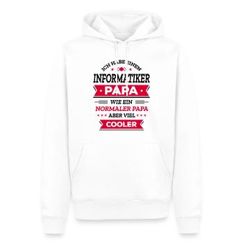 INFORMATIKER PAPA: COOL, TECH, DIGITAL, SMART - Männer Premium Bio Hoodie - Weiß - Vorne - Nico (187cm)