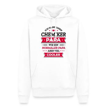 CHEMIKER PAPA: COOL, EINZIGARTIG, STARK - Männer Premium Bio Hoodie - Weiß - Vorne - Nico (187cm)