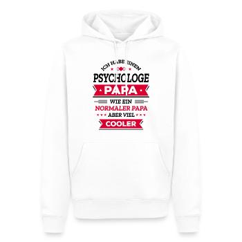 PSYCHOLOGE PAPA: COOL, VATERTAG, WEIHNACHTEN - Männer Premium Bio Hoodie - Weiß - Vorne - Nico (187cm)