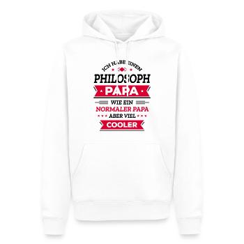 PHILOSOPH PAPA: COOL, VATERTAG, WEIHNACHTEN - Männer Premium Bio Hoodie - Weiß - Vorne - Nico (187cm)