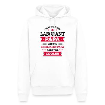 LABORANT PAPA: COOL, VATERTAG, WEIHNACHTEN - Männer Premium Bio Hoodie - Weiß - Vorne - Nico (187cm)