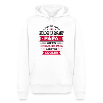 BIOLOGIELABORANT PAPA: COOL, VATERTAG WEIHNACHTEN - Männer Premium Bio Hoodie - Weiß - Vorne - Nico (187cm)