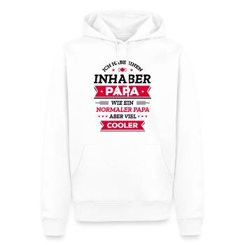 INHABER PAPA: GEBURTSTAG, VATERTAG, WEIHNACHTEN - Männer Premium Bio Hoodie - Weiß - Vorne - Nico (187cm)