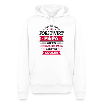 FORSTWIRT PAPA: GEBURTSTAG, VATERTAG, WEIHNACHTEN - Männer Premium Bio Hoodie - Weiß - Vorne - Nico (187cm)