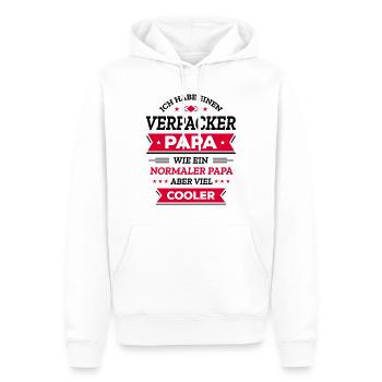 VERPACKERPAPA: GEBURTSTAG WEIHNACHTEN VATERTAG - Männer Premium Bio Hoodie - Weiß - Vorne - Nico (187cm)