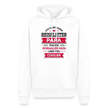 REISELEITERPAPA: GEBURTSTAG WEIHNACHTEN VATERTAG - Männer Premium Bio Hoodie - Weiß - Vorne - Nico (187cm)
