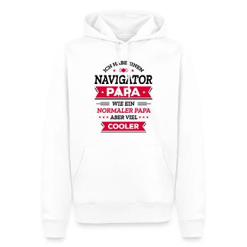 NAVIGATOR PAPA - COOL, VATERTAG, WEIHNACHTEN - Männer Premium Bio Hoodie - Weiß - Vorne - Nico (187cm)