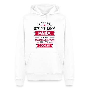 STEUERMANN PAPA - COOLER ALS NORMAL, HELD, NAVI - Männer Premium Bio Hoodie - Weiß - Vorne - Nico (187cm)