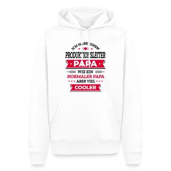 PRODUKTIONSLEITER PAPA - COOLER ALS NORMAL, EXPERT - Männer Premium Bio Hoodie - Weiß - Vorne - Nico (187cm)