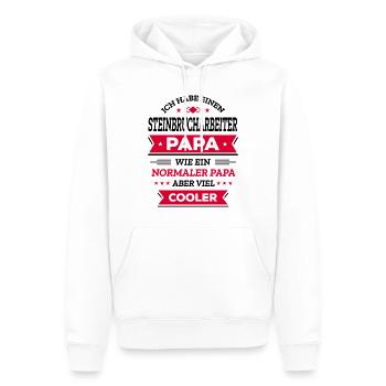 STEINBRUCHARBEITER PAPA - COOLER ALS NORMAL - Männer Premium Bio Hoodie - Weiß - Vorne - Nico (187cm)