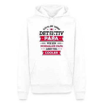 DETEKTIV PAPA: GEBURTSTAG, VATERTAG, WEIHNACHTEN - Männer Premium Bio Hoodie - Weiß - Vorne - Nico (187cm)