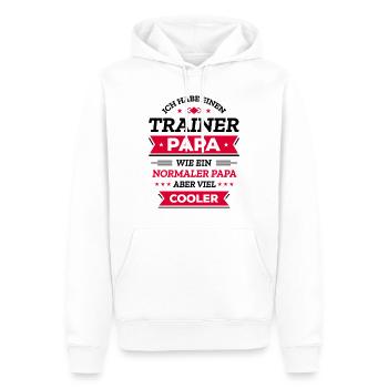 COOLER TRAINER PAPA VATERTAG GEBURTSTAG - Männer Premium Bio Hoodie - Weiß - Vorne - Nico (187cm)