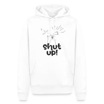 Shut Up - Men’s Premium Organic Hoodie - white - Front - Nico (187cm)
