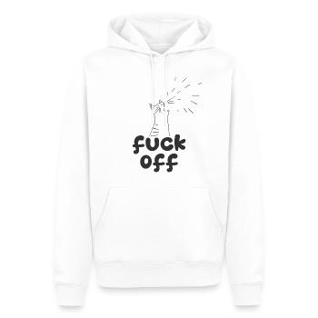 fuuuu off - Men’s Premium Organic Hoodie - white - Front - Nico (187cm)