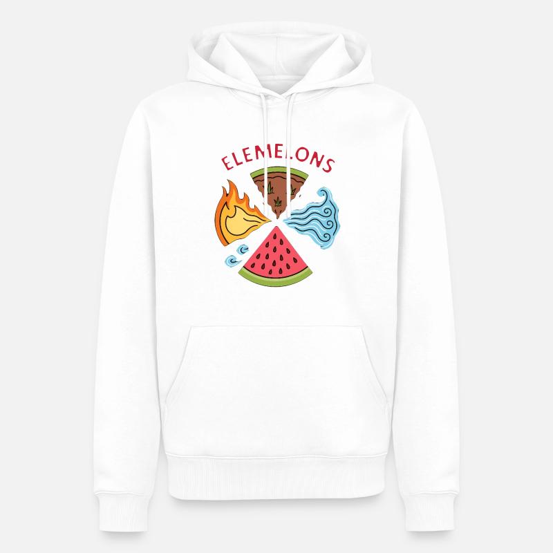 Elemelons Conception élémentaire de pastèque - Sweat à capuche Premium bio Homme - blanc
