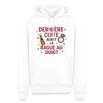 Dernière cuite avant la bague au doigt - Sweat à capuche Premium bio Homme - blanc - Devant - Nico (187cm)
