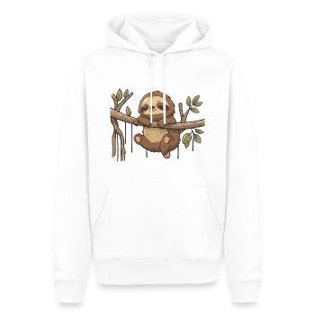 Faultier-Leben - Männer Premium Bio Hoodie - Weiß - Vorne - Nico (187cm)