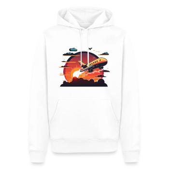 Hoch, hoch und kichert: Ein lustiger Cartoon-Flugzeug-Tak - Männer Premium Bio Hoodie - Weiß - Vorne - Nico (187cm)