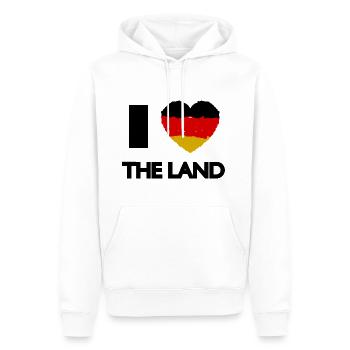 Ich liebe Deutschland - Männer Premium Bio Hoodie - Weiß - Vorne - Nico (187cm)