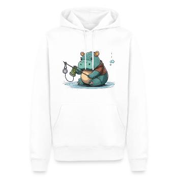 Nilpferd-Angler - Männer Premium Bio Hoodie - Weiß - Vorne - Nico (187cm)