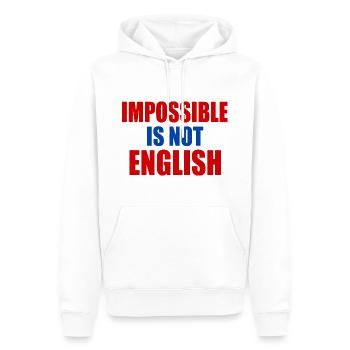 impossible is not english - angleterre - Sweat à capuche Premium bio Homme - blanc - Devant - Nico (187cm)