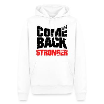 COME BACK STRONGER - COMEBACK - FITNESS - WORKOUTS - Männer Premium Bio Hoodie - Weiß - Vorne - Nico (187cm)