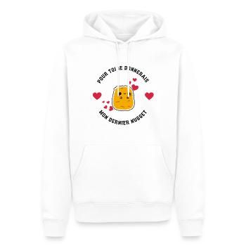 Pour toi, je donnerais mon dernier nugget - Sweat à capuche Premium bio Homme - blanc - Devant - Nico (187cm)