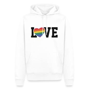 Love Rainbow Heart - Men’s Premium Organic Hoodie - white - Front - Nico (187cm)