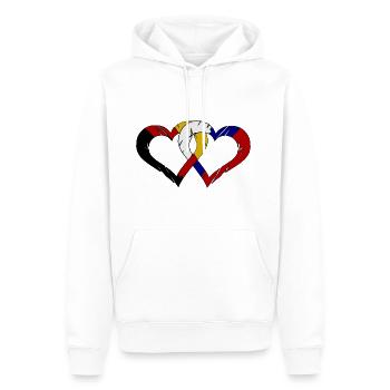 Russisch Deutsche Herzen - Männer Premium Bio Hoodie - Weiß - Vorne - Nico (187cm)