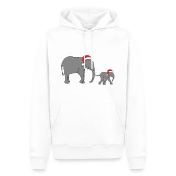 elefant mutter und kind mit weihnachtsmütze - Männer Premium Bio Hoodie - Weiß - Vorne - Nico (187cm)