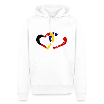 Français Amour allemand - Sweat à capuche Premium bio Homme - blanc - Devant - Nico (187cm)