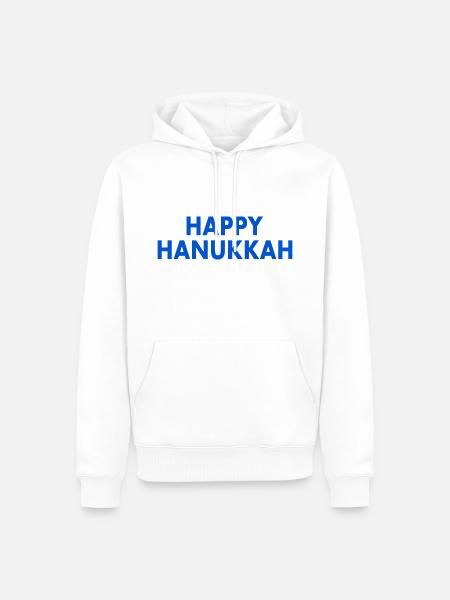 HAPPY HANUKKAH - Männer Premium Bio Hoodie - Weiß
