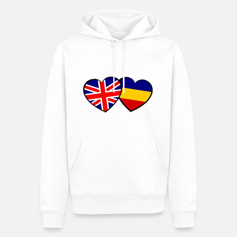 Die englisch rumaenischen Herzen - Männer Premium Bio Hoodie - Weiß