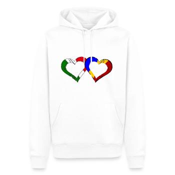 Amour italien roumain - Sweat à capuche Premium bio Homme - blanc - Devant - Nico (187cm)