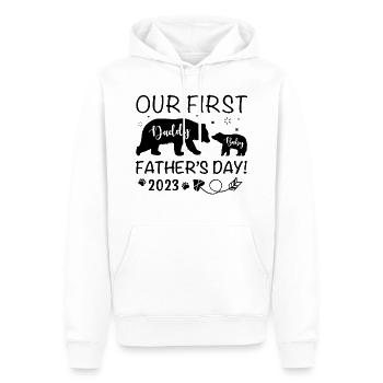 Papa und Baby erster Vatertag - Männer Premium Bio Hoodie - Weiß - Vorne - Nico (187cm)