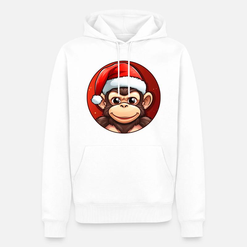 Noël singe - Sweat à capuche Premium bio Homme - blanc